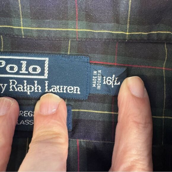 Polo by Ralph Lauren Shirt Regent Classic Fit Button Down Plaid - Large - Picture 6 of 8